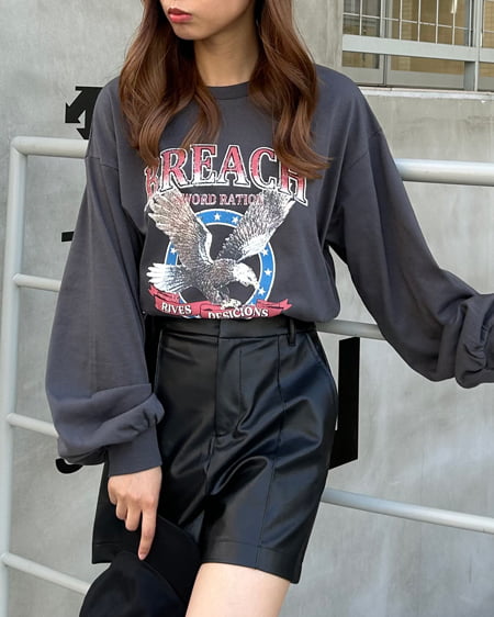 INGNI(イング) イーグルロゴロングTシャツ スミクロ/アカ