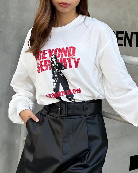 GirlプリントロゴロングTシャツ