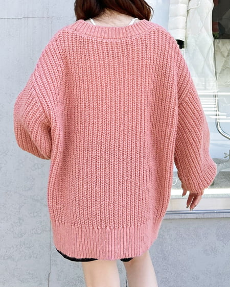 INGNI（イング） 畦モヘアタッチニットカーディガン ﾋﾟﾝｸ