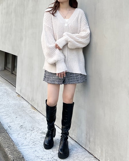 INGNI（イング） 畦モヘアタッチニットカーディガン ｱｲﾎﾞﾘｰ