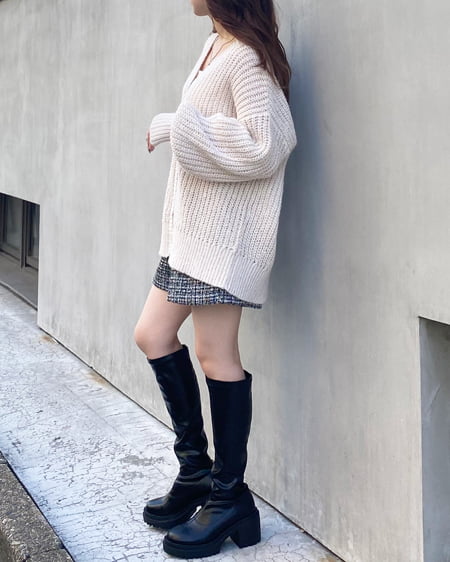 INGNI（イング） 畦モヘアタッチニットカーディガン ｱｲﾎﾞﾘｰ