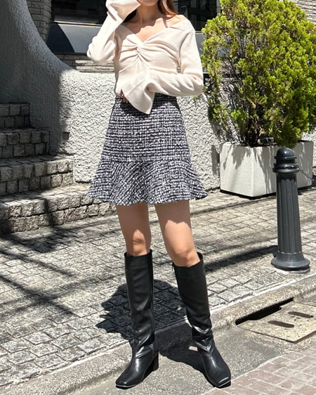 INGNI(イング) オフショルリボンフレアスリーブニット アイボリー