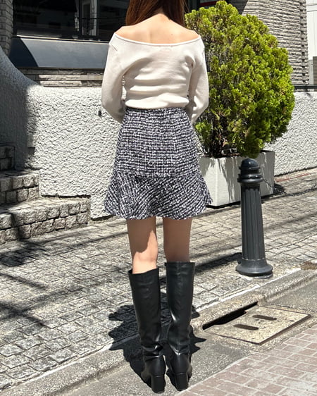 INGNI(イング) オフショルリボンフレアスリーブニット アイボリー