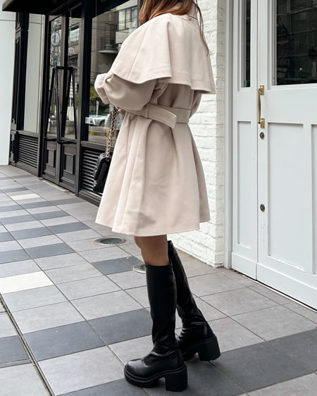 INGNI（イング） ケープ付ミディ丈ステンカラーコート ｱｲﾎﾞﾘｰ