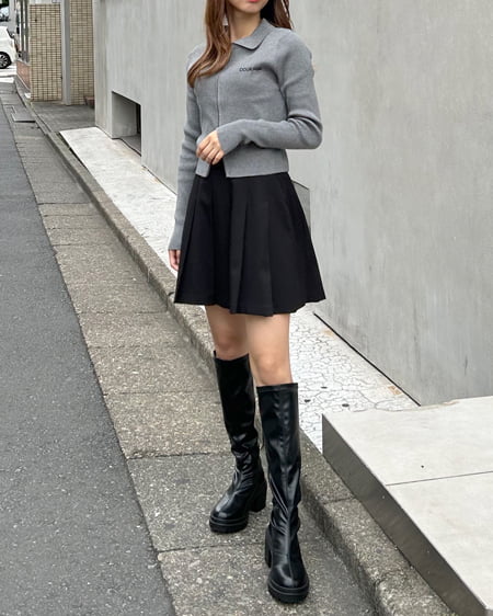 INGNI（イング） 共ベルト付プリーツスカパン ｸﾛ