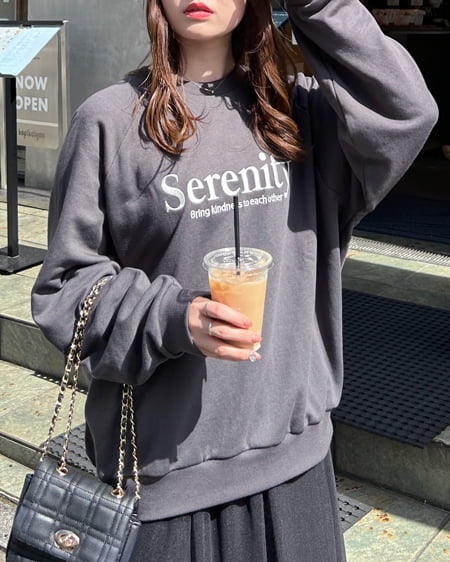 INGNI（イング） ラグランロゴスウェットチュニック ﾁｬｺｰﾙｸﾞﾚｰ