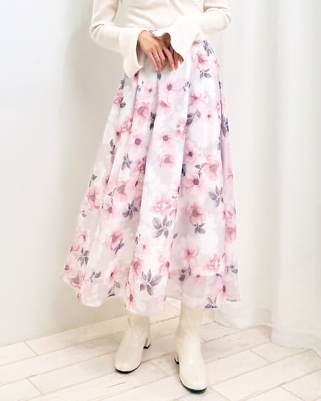 花柄オーガンジー／スカート