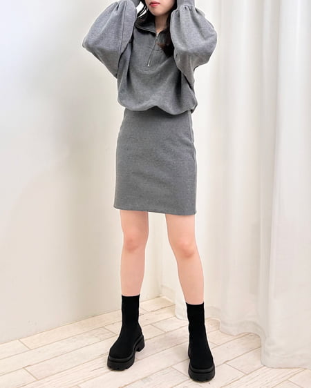 INGNI(イング) ハーフZIPチュニックワンピース チャコールグレー