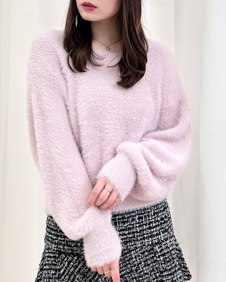 INGNI(イング) Backリボンフェザーヤーンニット ピンク