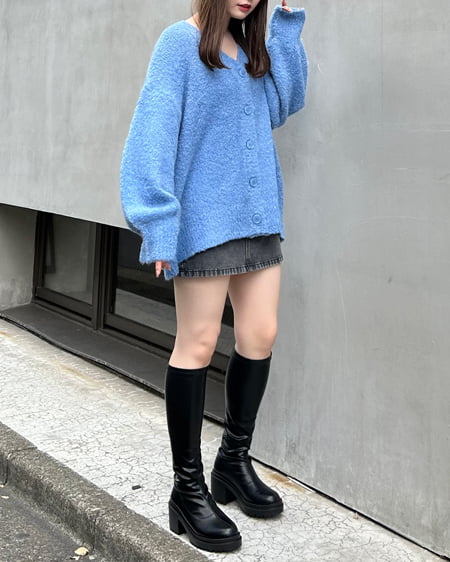 INGNI(イング) ブークレーニットカーディガン ブルー