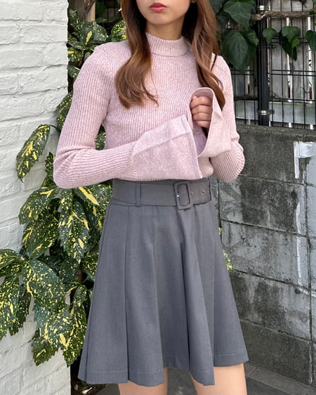 INGNI（イング） メランジフレアスリーブリブニット ﾋﾟﾝｸ