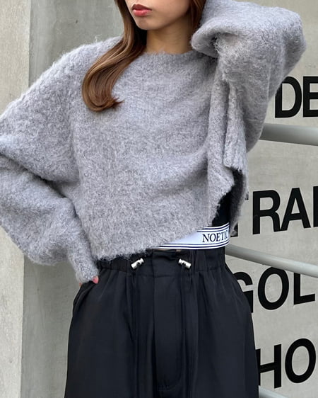 INGNI(イング) 裾ゴムロゴ配色リブタンク クロ