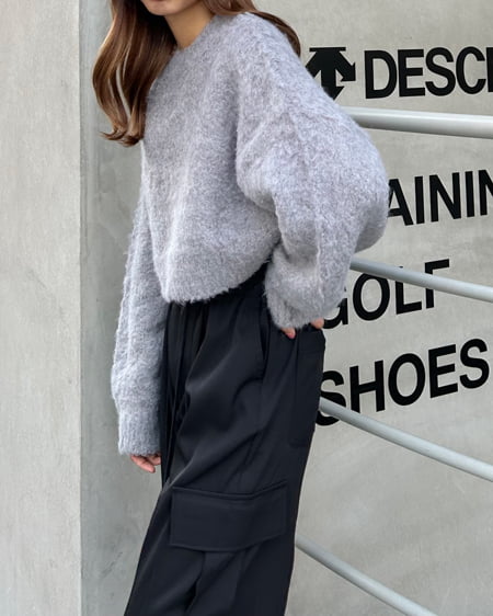 INGNI(イング) ショート丈シャギーニット グレー