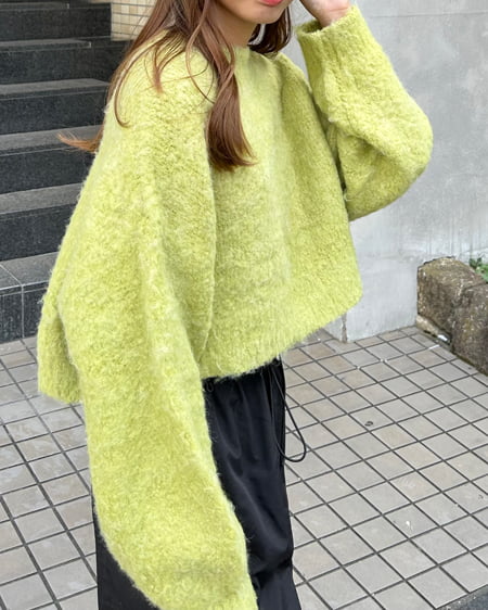 INGNI(イング) ショート丈シャギーニット グリーン