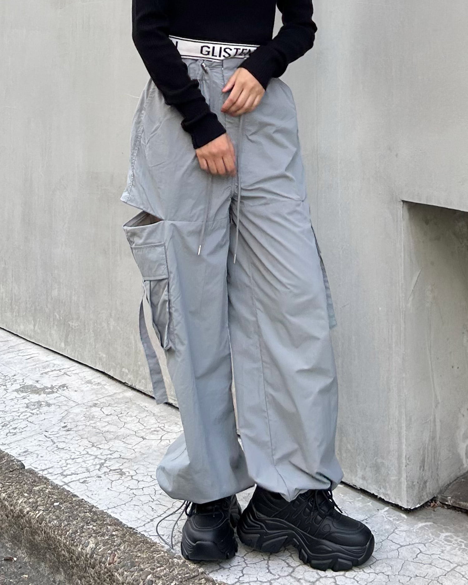 【ligdot】wide cargo pants / gray