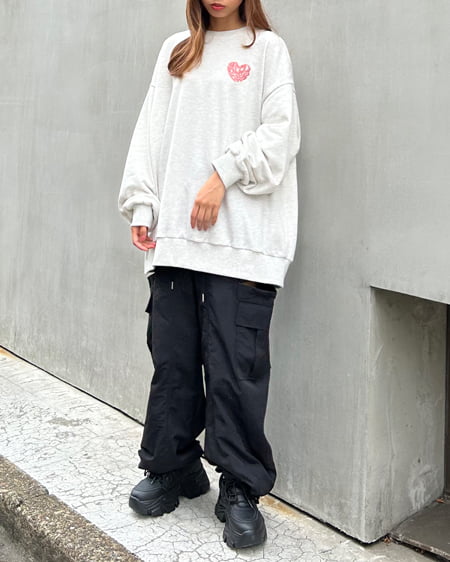 INGNI（イング） サイドスリットファスナー／ナイロンカーゴパンツ ｸﾛ