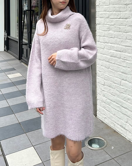 INGNI（イング） ブローチ付オフタートルニットワンピース ﾋﾟﾝｸ