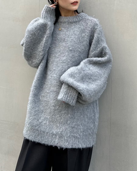 INGNI(イング) ミドル丈シャギーニットカーディガン(前後2way) グレー