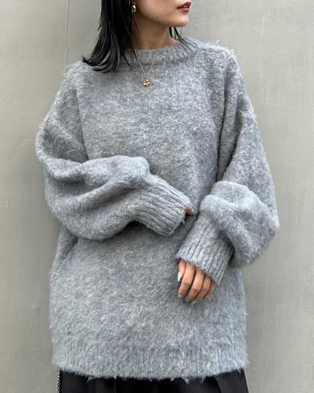 INGNI(イング) ミドル丈シャギーニットカーディガン(前後2way) グレー