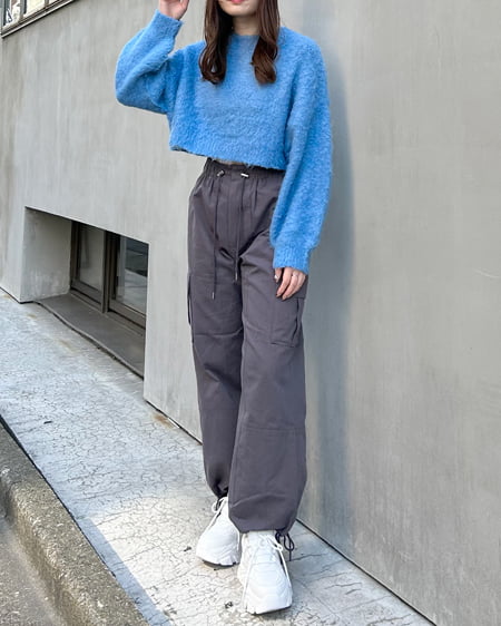 INGNI（イング） ショート丈シャギーニット ﾌﾞﾙｰ