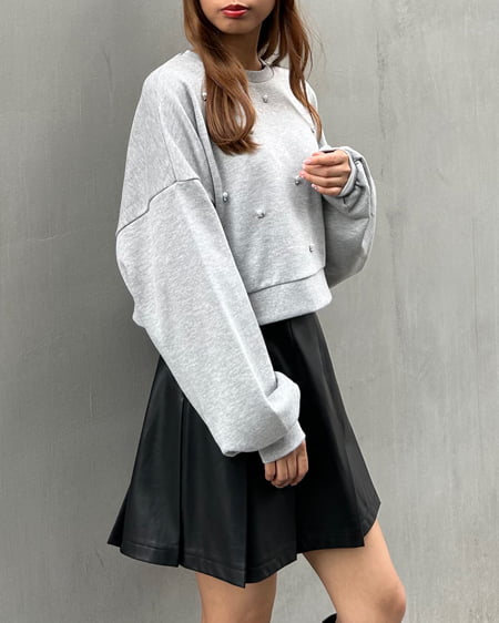 INGNI(イング) パールビジュー付スウェットプルオーバー グレー