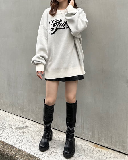 INGNI（イング） 配色ロゴチュニックニット ｵﾌﾎﾜｲﾄ