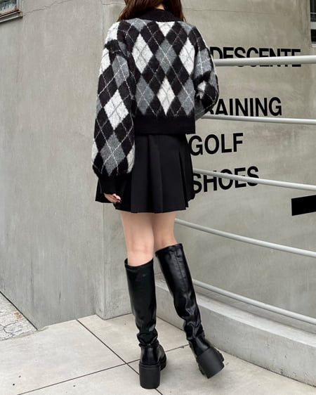 INGNI(イング) アーガイル柄シャギーニット クロ