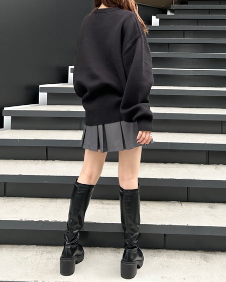 INGNI(イング) 配色ロゴチュニックニット クロ