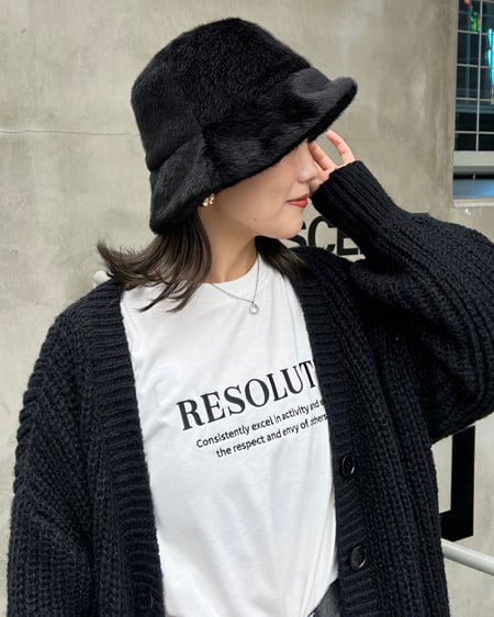 INGNI(イング) ふわふわエコファーバケットハット クロ