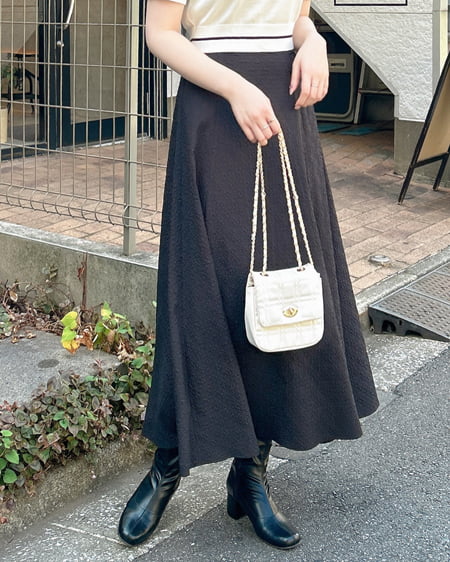 INGNI(イング) ふくれジャガードフレア/スカート クロ