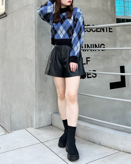 INGNI（イング） アーガイル柄シャギーニット ﾌﾞﾙｰ