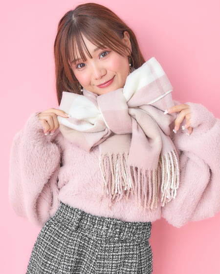 INGNI（イング） ブローチ付フェザーヤーン長袖ニット ﾋﾟﾝｸ