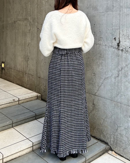 INGNI（イング） フェザーヤーンカシュクールクロップドニット ｱｲﾎﾞﾘｰ
