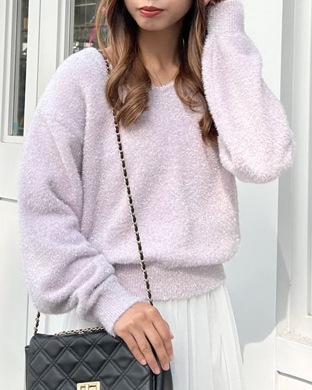 musubore（ムスボレ）の「glitter & feather yarn NT / フェザーヤーンラメニット（ニット/セーター）」 - WEAR