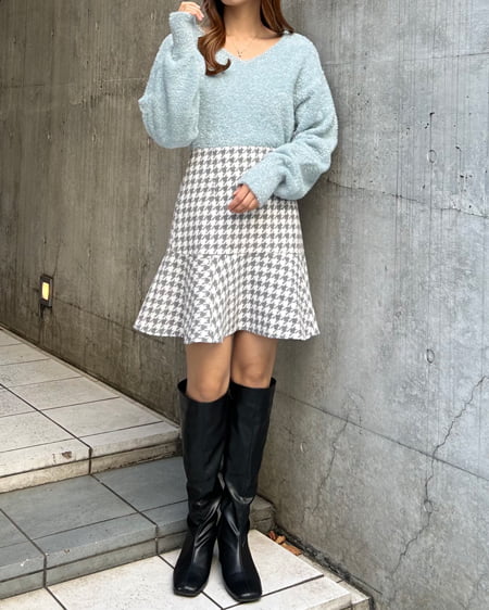 INGNI（イング） Vネックフェザーヤーンラメニット ﾌﾞﾙｰ