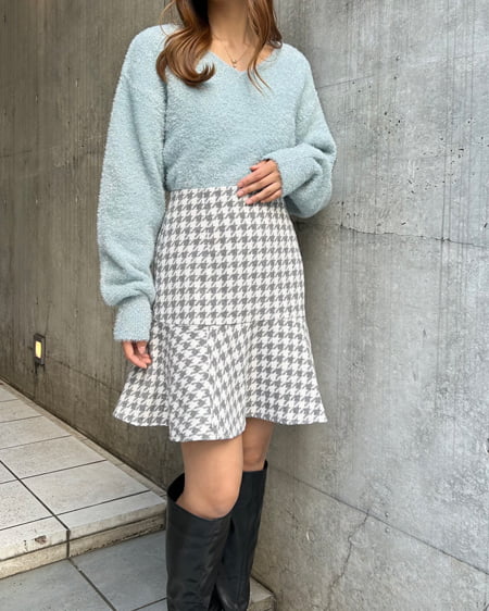 INGNI（イング） Vネックフェザーヤーンラメニット ﾌﾞﾙｰ