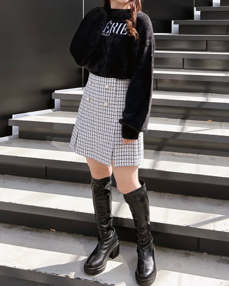 INGNI(イング) ツイードスリットスカパン オフクロ/ツイード