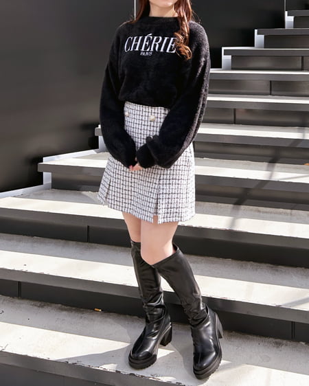 INGNI(イング) ツイードスリットスカパン オフクロ/ツイード