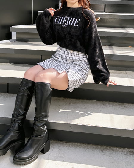 INGNI(イング) ツイードスリットスカパン オフクロ/ツイード