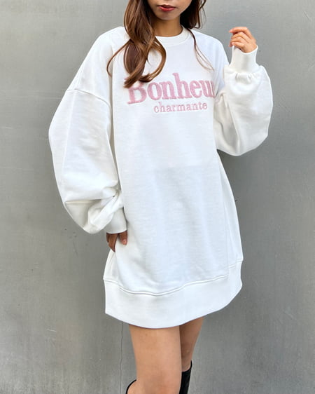 INGNI(イング) サガラ刺しゅうロゴチュニック オフホワイト/ピンク