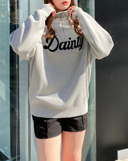 INGNI(イング) ハーフジップロゴニット グレー/クロ