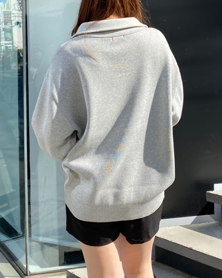 INGNI(イング) ハーフジップロゴニット グレー/クロ