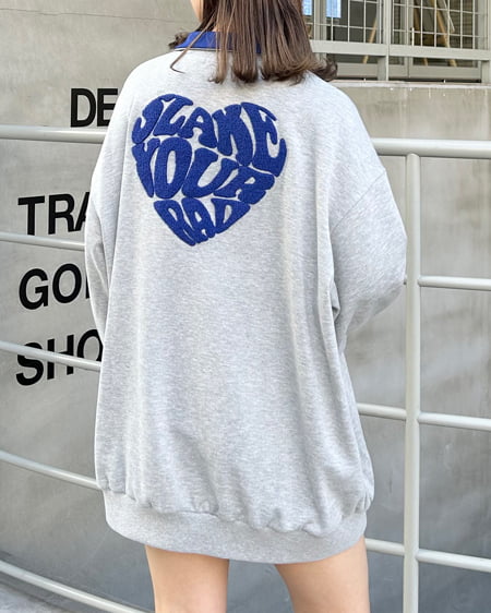 INGNI（イング） ハーフZIP襟配色BACKサガラハートチュニック ｸﾞﾚｰ