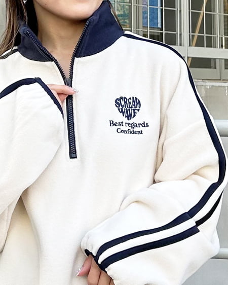 INGNI(イング) ハーフZIP配色サイドラインフリーストップス アイボリー