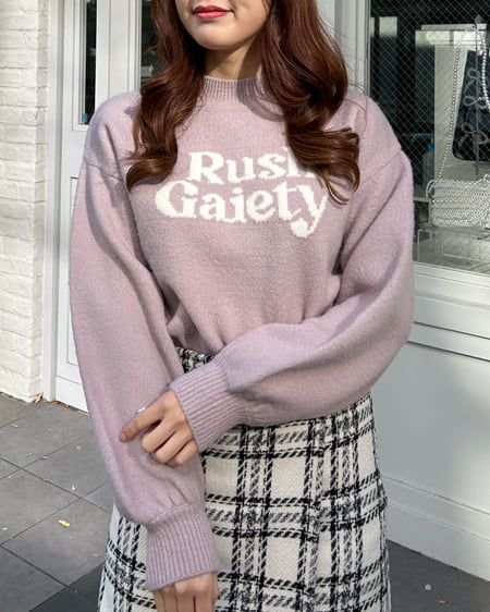 INGNI(イング) もちもちジャガードロゴニット ピンク/アイボリー