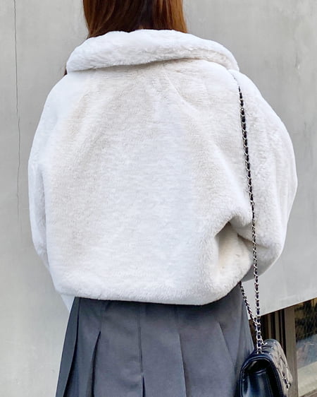 INGNI(イング) クロップド丈エコファーコート アイボリー