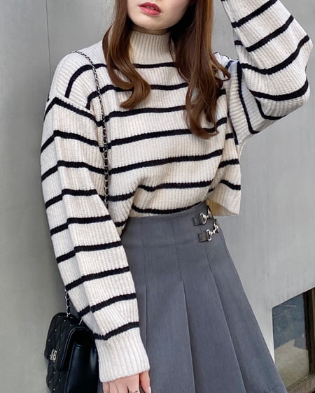 INGNI(イング) モックネックニット ボーダー