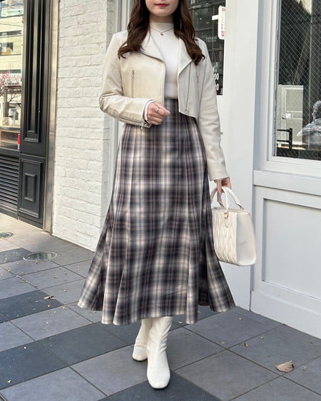 INGNI(イング) BackレースUPチェック柄マーメイドスカート ブラウン/チェック