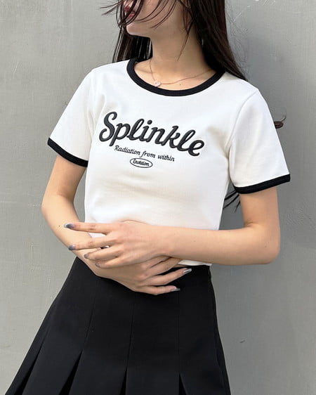 INGNI（イング） リンガーロゴTシャツ／Ａ ｵﾌﾎﾜｲﾄ/ｸﾛ
