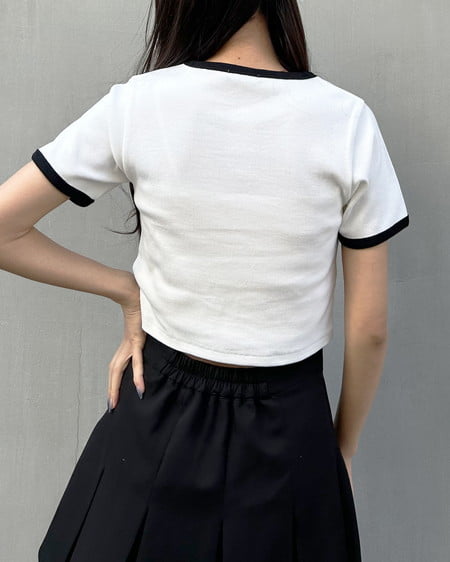 INGNI（イング） リンガーロゴTシャツ／Ａ ｵﾌﾎﾜｲﾄ/ｸﾛ